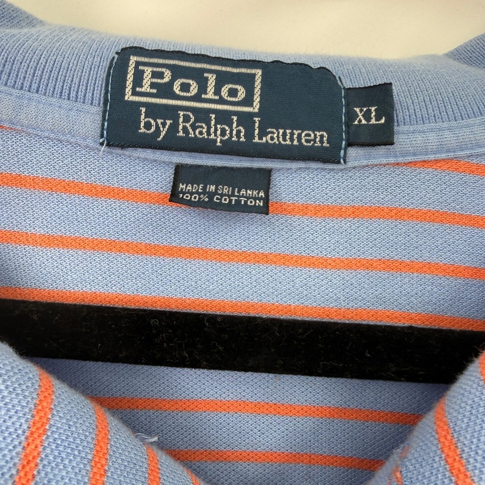 Vintage Polo Ralph Lauren Polo Shirt Mens XL Blue Orange Stripe Retro 90s Preppy - Picture 3 of 8